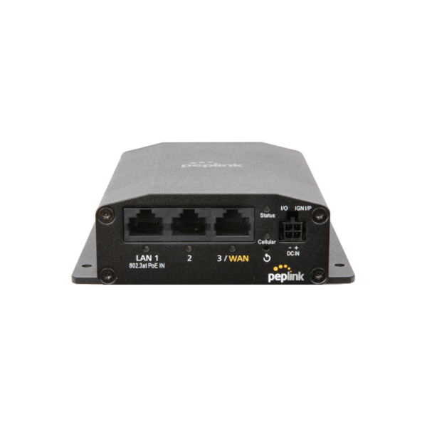 Peplink MAX BR1 Mini 5G front panel with three gigabit Ethernet ports